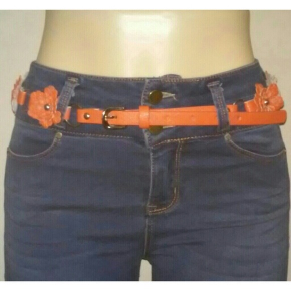 Orange Linked Flower Belt - Picture 2 of 3